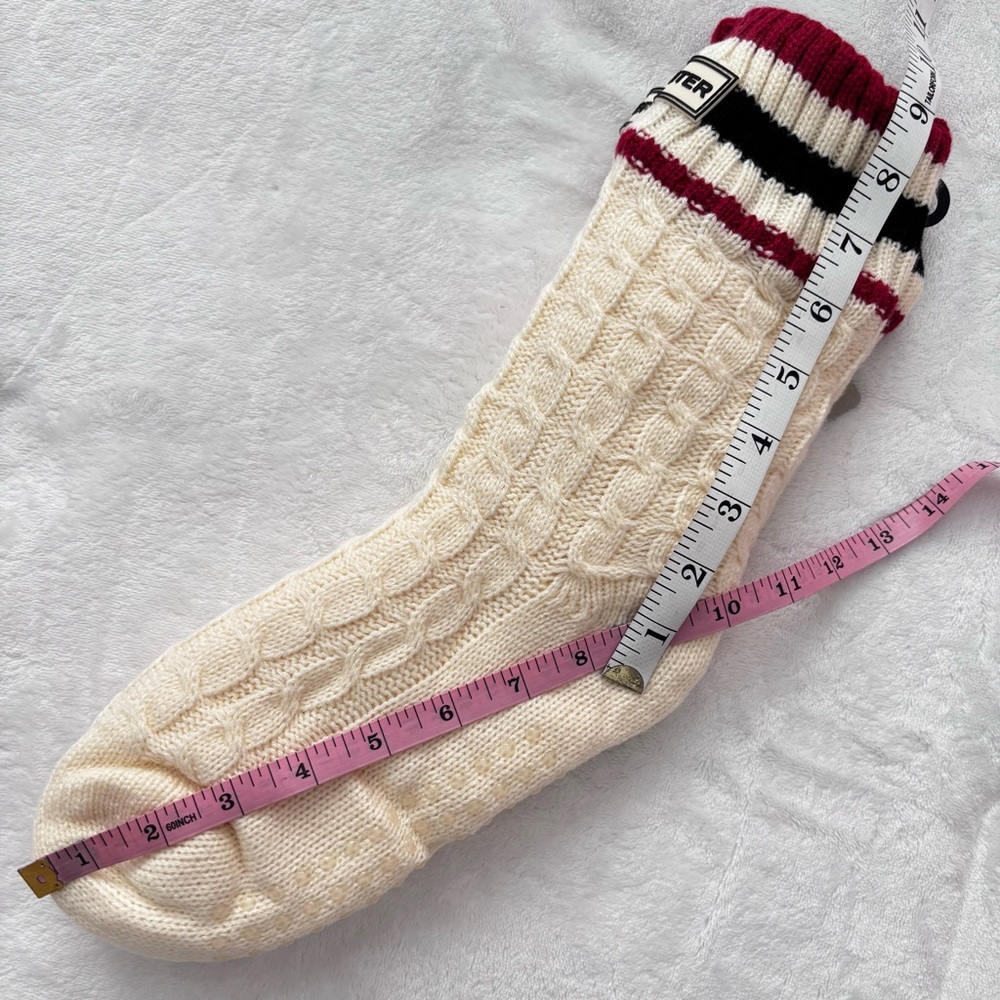 HUNTER Warm Sherpa-Lined Cable Knit Non-Slip Slipper Socks--One Size - Picture 14 of 14